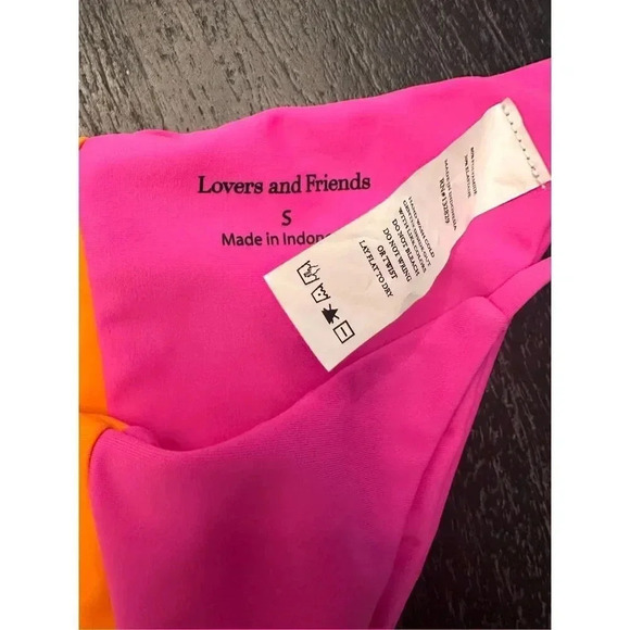 Revolve Lovers And Friends Fines Lines Swim Bikini Bottom in Orange and Pink Sz - Picture 5 of 5